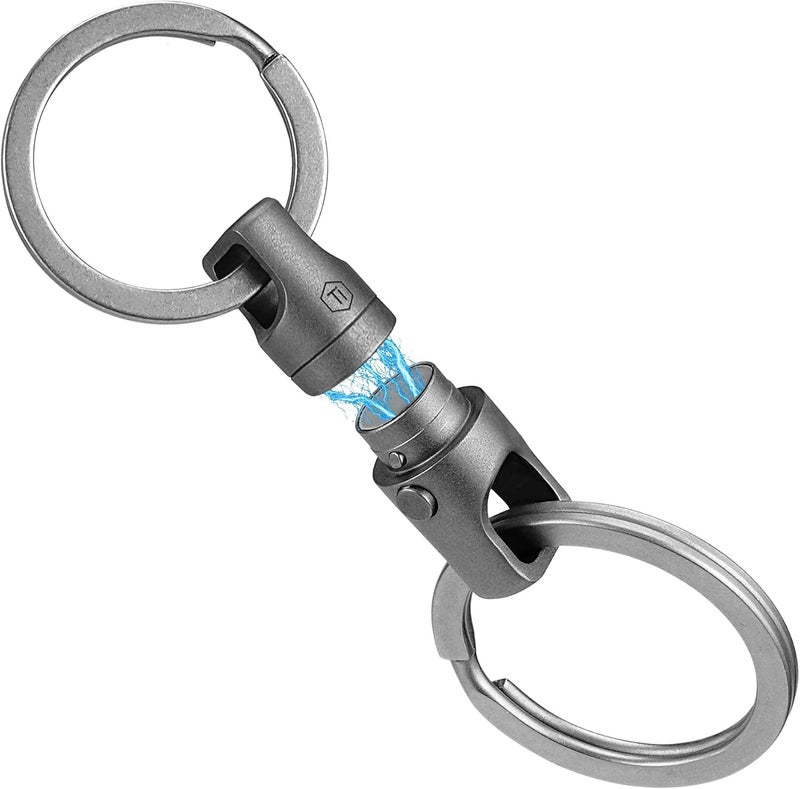 KeyUnity حلقة مفاتيح تيتانيوم KA45 سريعة الإطلاق، حلقة مفاتيح مغناطيسية لمفاتيح السيارة - قابلة للدوران 360° - Image 1